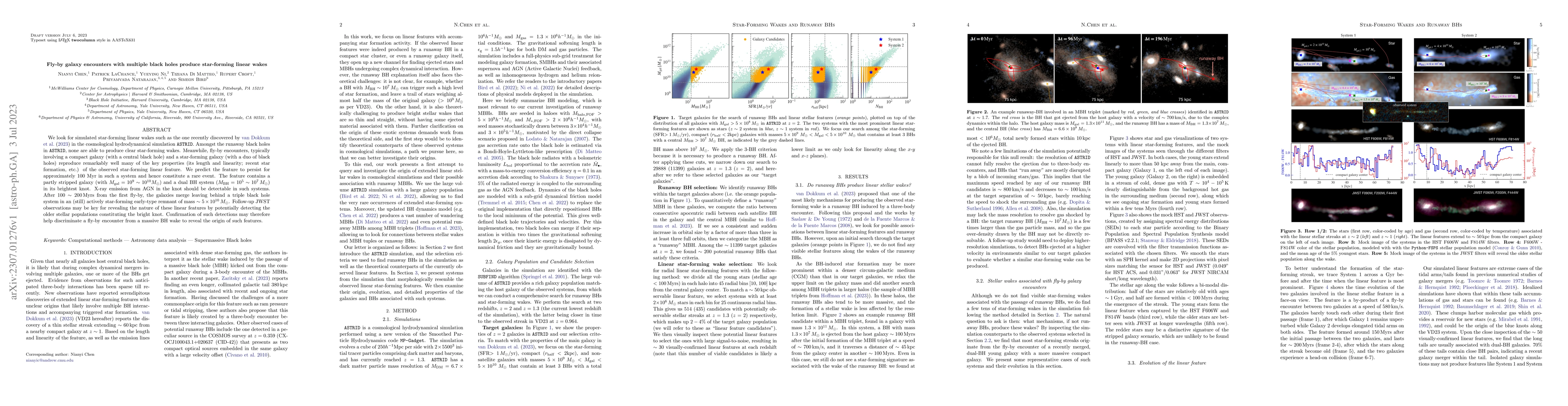 Thumbnail for Fly-by galaxy encounters with multiple black holes produce star-forming
  linear wakes