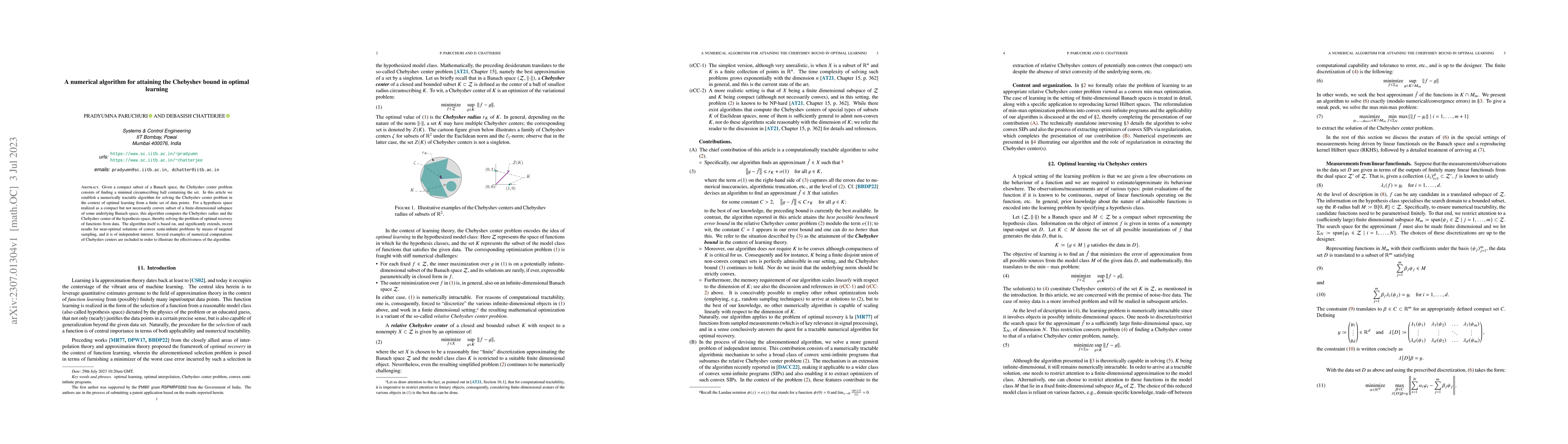 Thumbnail for A numerical algorithm for attaining the Chebyshev bound in optimal
  learning