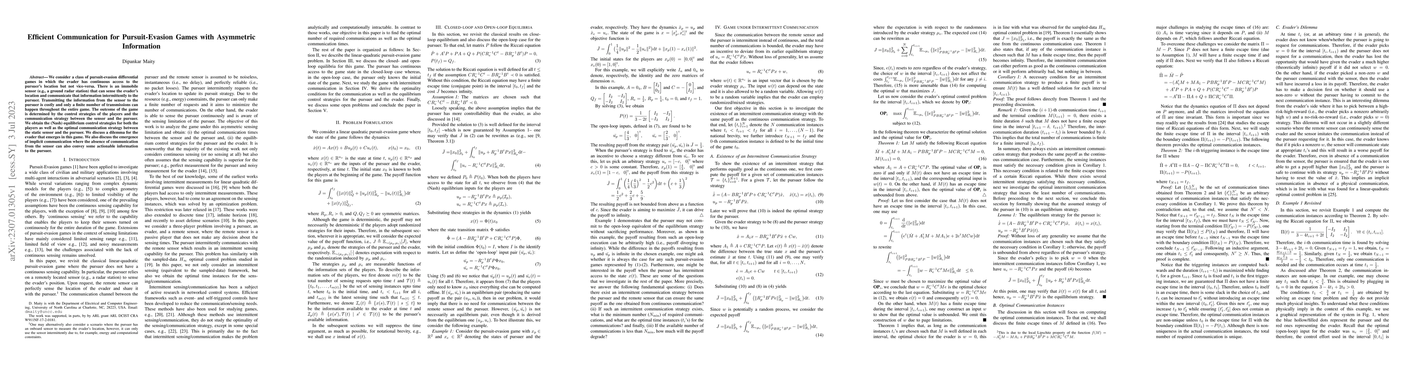 Thumbnail for Efficient Communication for Pursuit-Evasion Games with Asymmetric
  Information