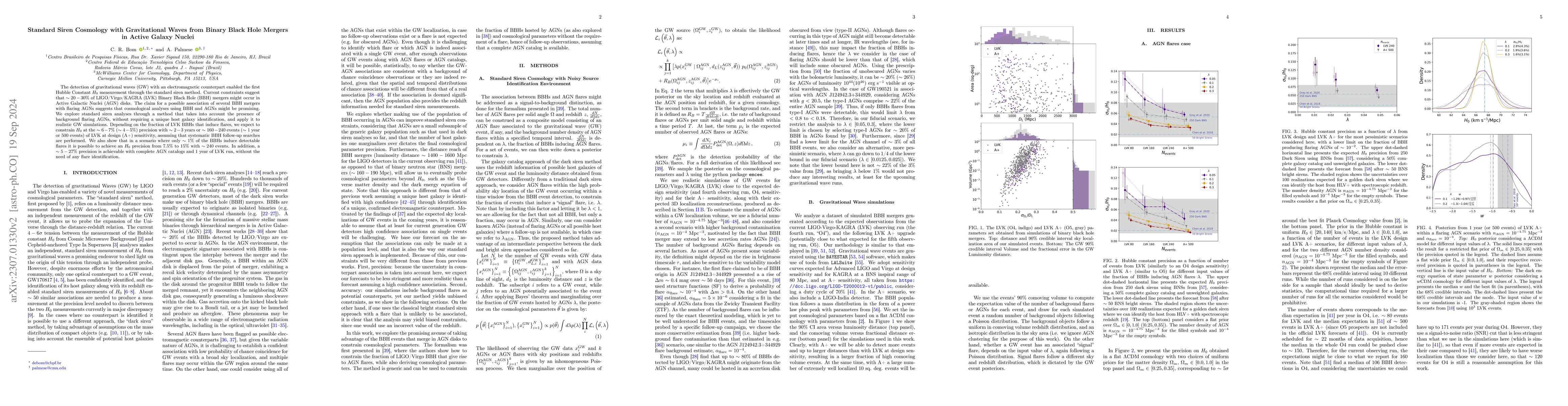Thumbnail for Standard Siren Cosmology with Gravitational Waves from Binary Black Hole
  Mergers in Active Galaxy Nuclei