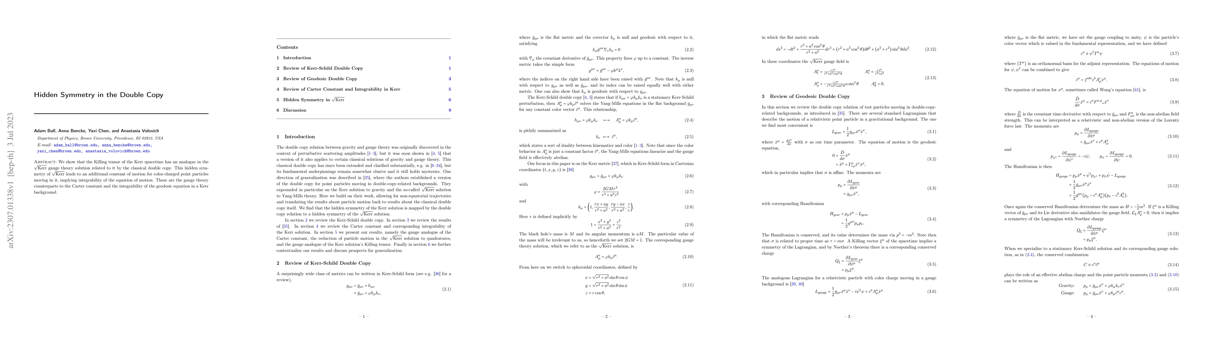 Thumbnail for Hidden Symmetry in the Double Copy