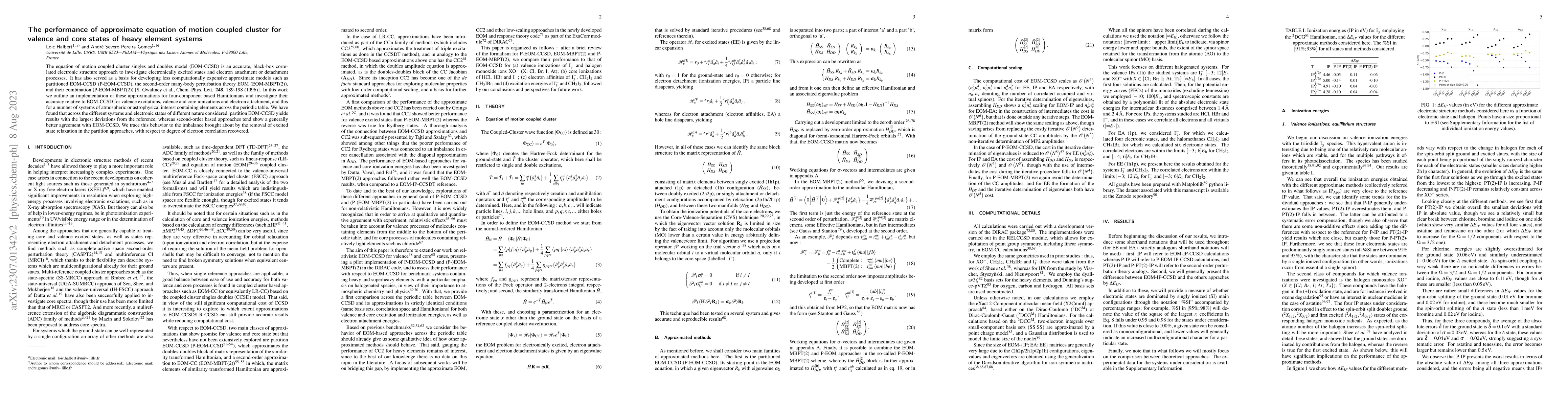 Thumbnail for The performance of approximate equation of motion coupled cluster for
  valence and core states of heavy element systems