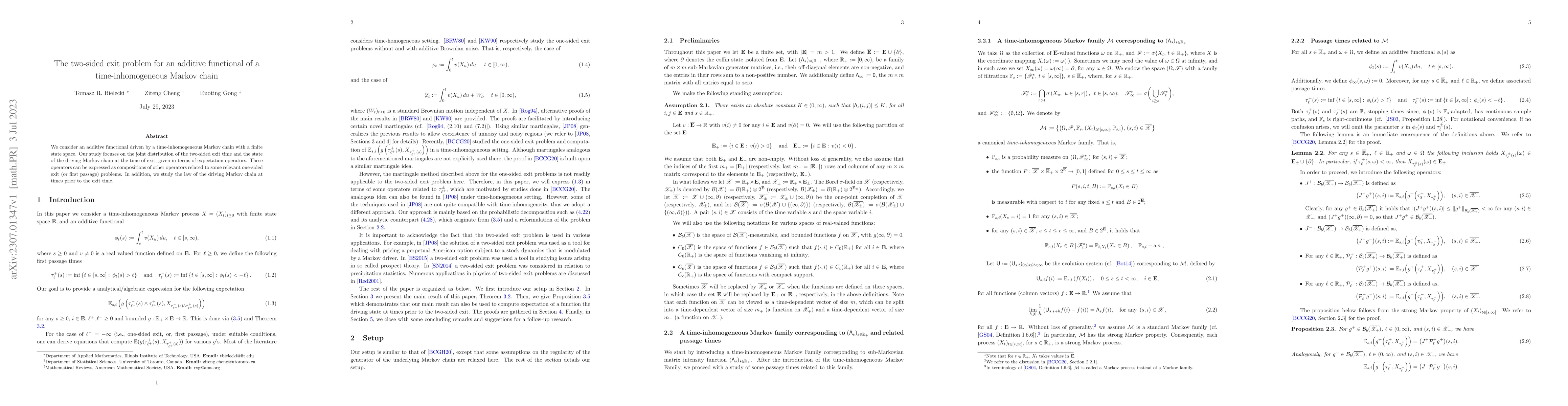 Thumbnail for The two-sided exit problem for an additive functional of a
  time-inhomogeneous Markov chain