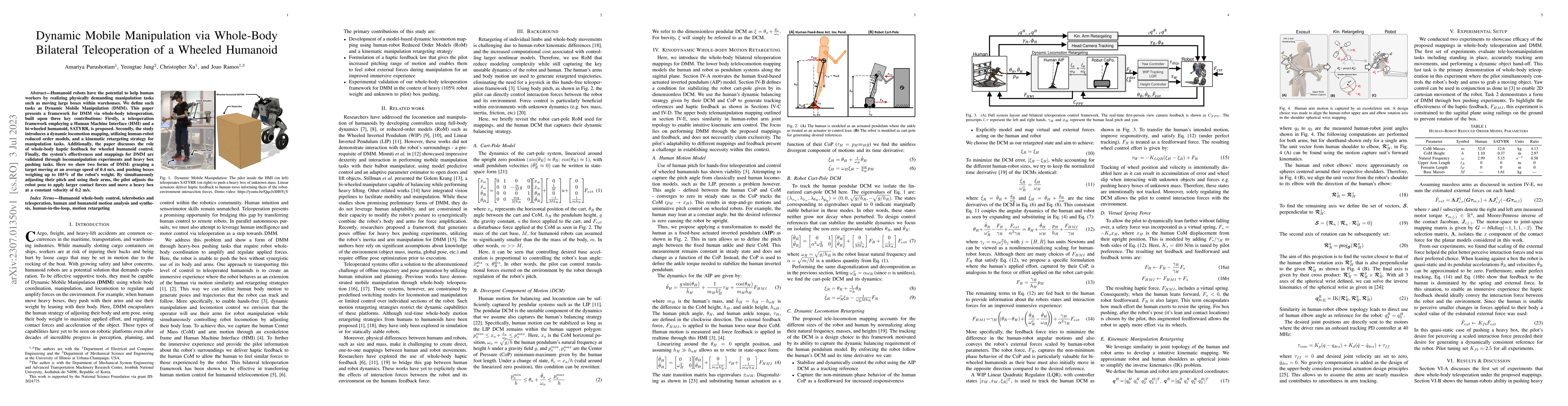 Thumbnail for Dynamic Mobile Manipulation via Whole-Body Bilateral Teleoperation of a
  Wheeled Humanoid