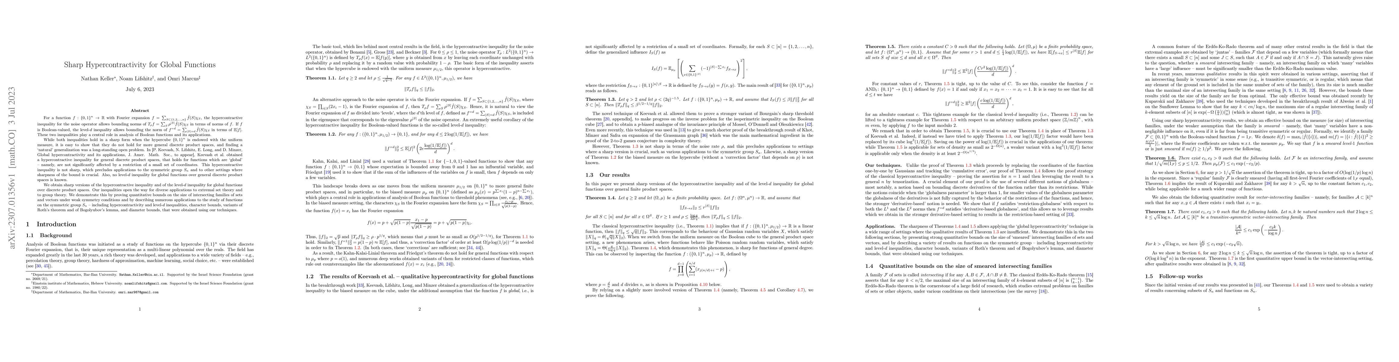 Thumbnail for Sharp Hypercontractivity for Global Functions