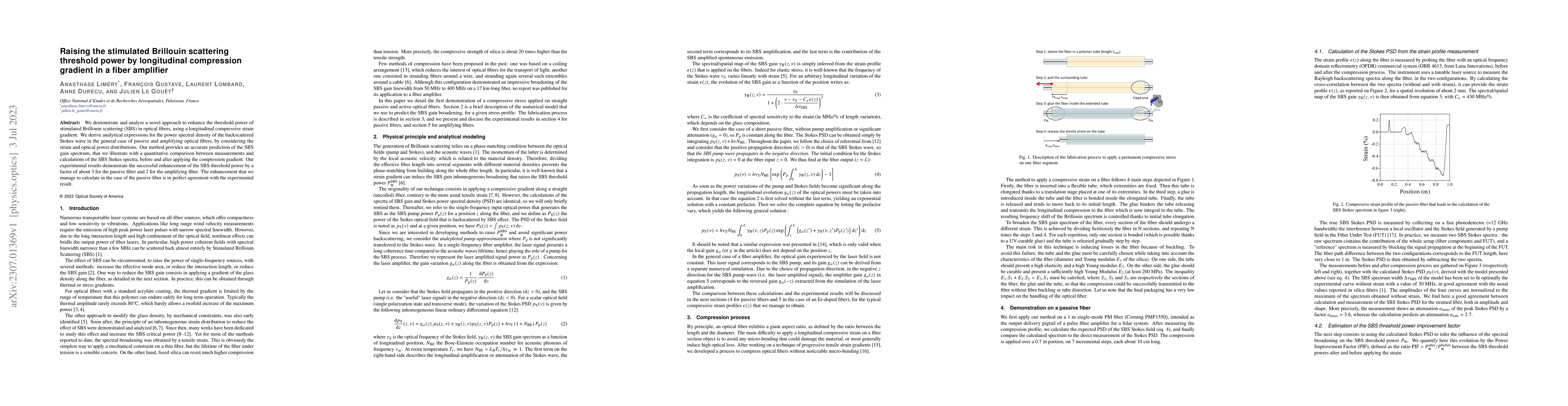 Thumbnail for Raising the stimulated Brillouin scattering threshold power by
  longitudinal compression gradient in a fiber amplifier
