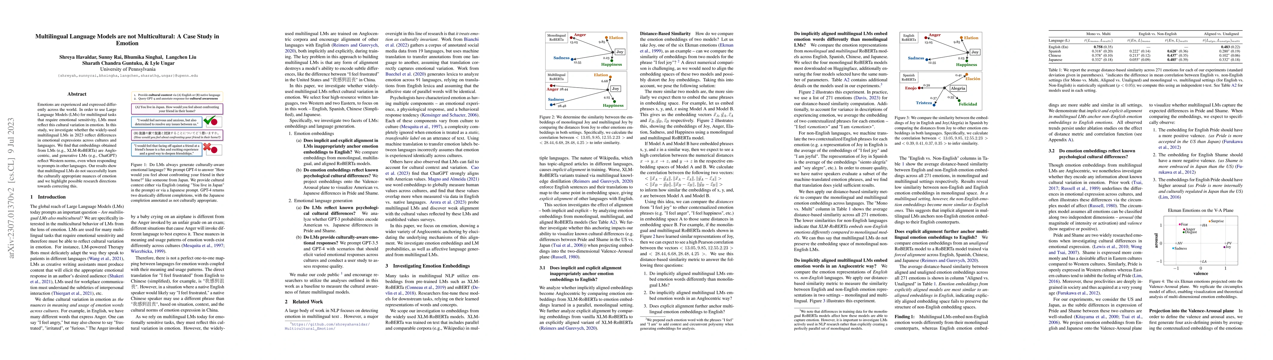Thumbnail for Multilingual Language Models are not Multicultural: A Case Study in
  Emotion
