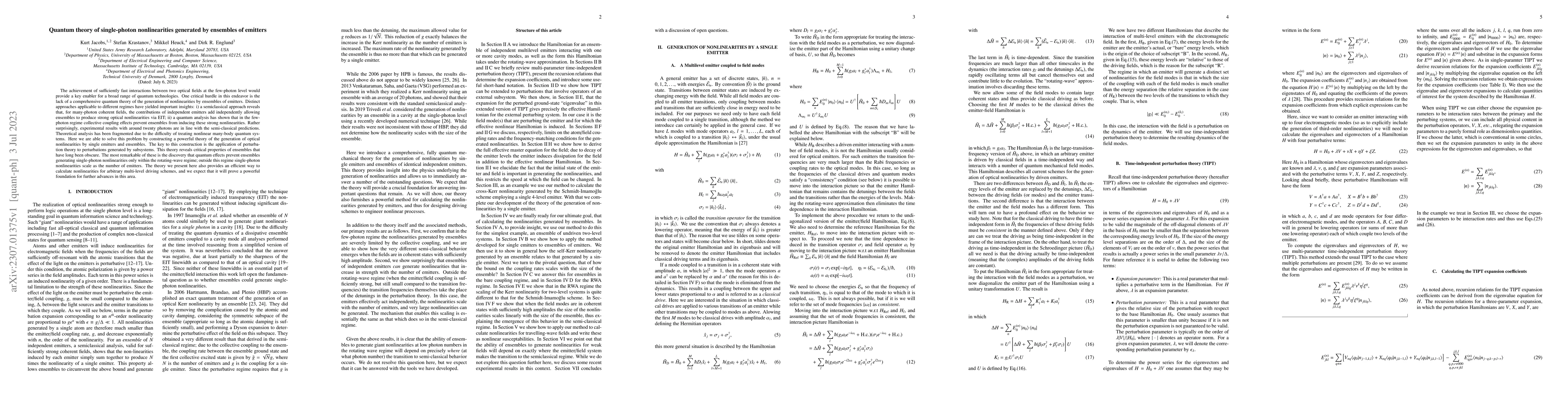 Thumbnail for Quantum theory of single-photon nonlinearities generated by ensembles of
  emitters