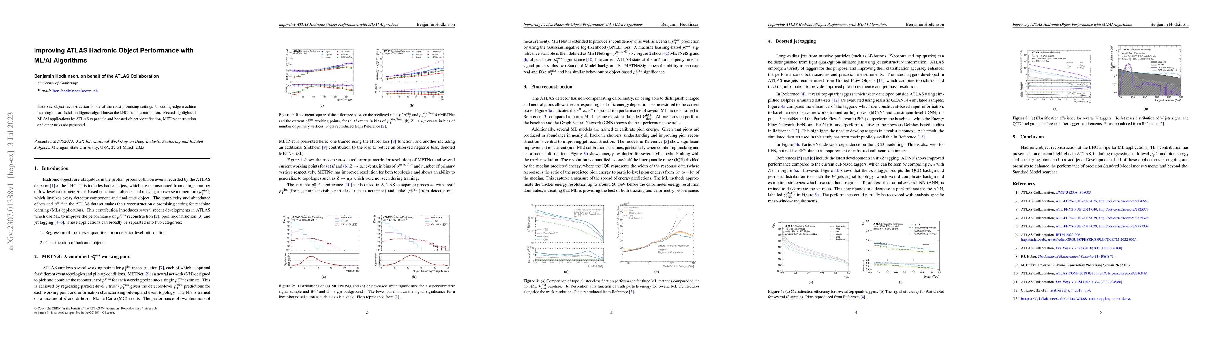 Thumbnail for Improving ATLAS Hadronic Object Performance with ML/AI Algorithms
