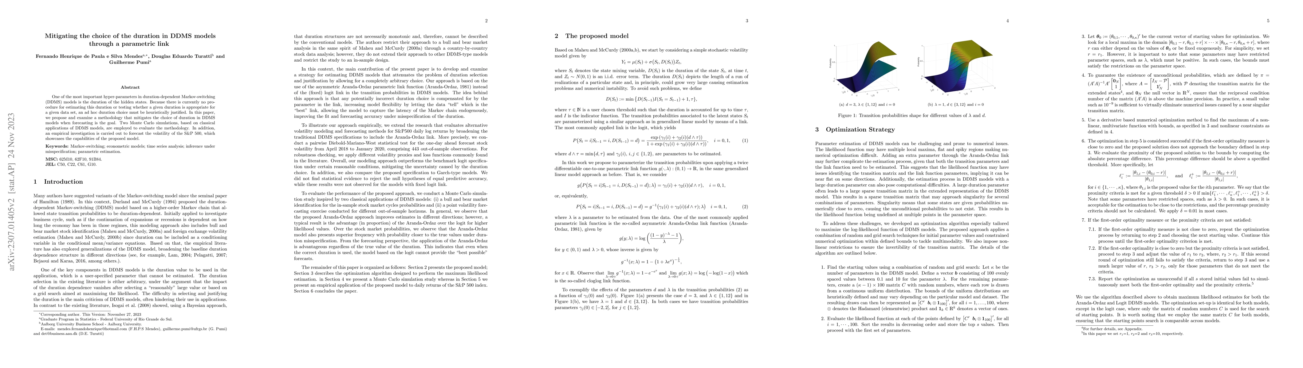 Thumbnail for Mitigating the choice of the duration in DDMS models through a
  parametric link