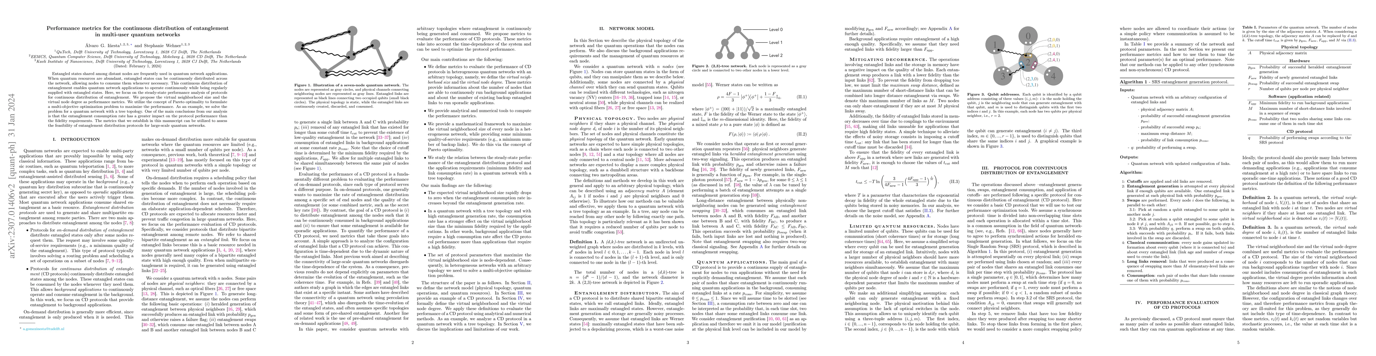 Thumbnail for Performance metrics for the continuous distribution of entanglement in
  multi-user quantum networks