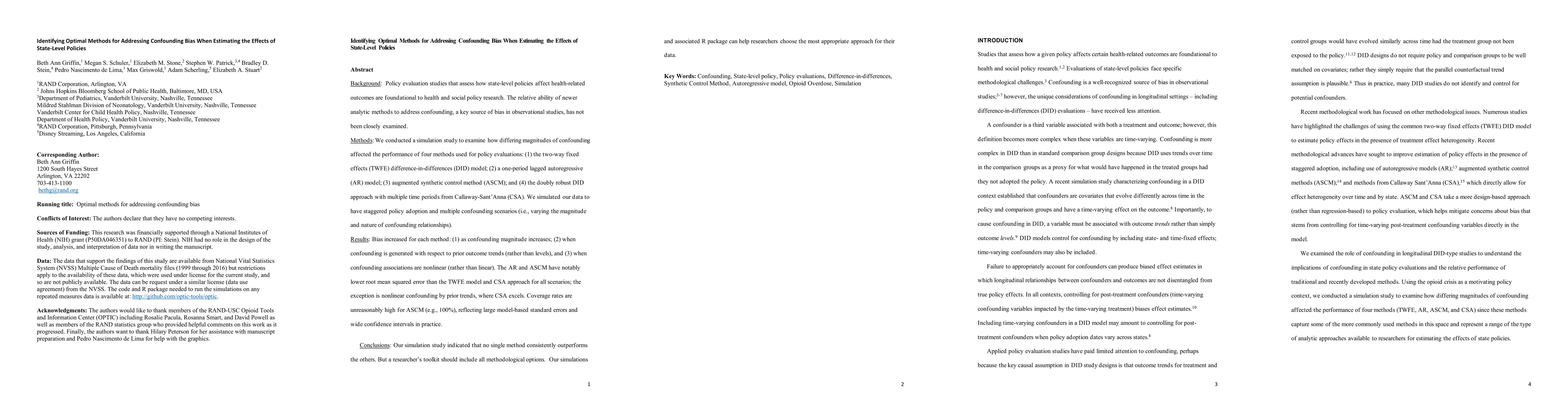 Thumbnail for Identifying Optimal Methods for Addressing Confounding Bias When
  Estimating the Effects of State-Level Policies