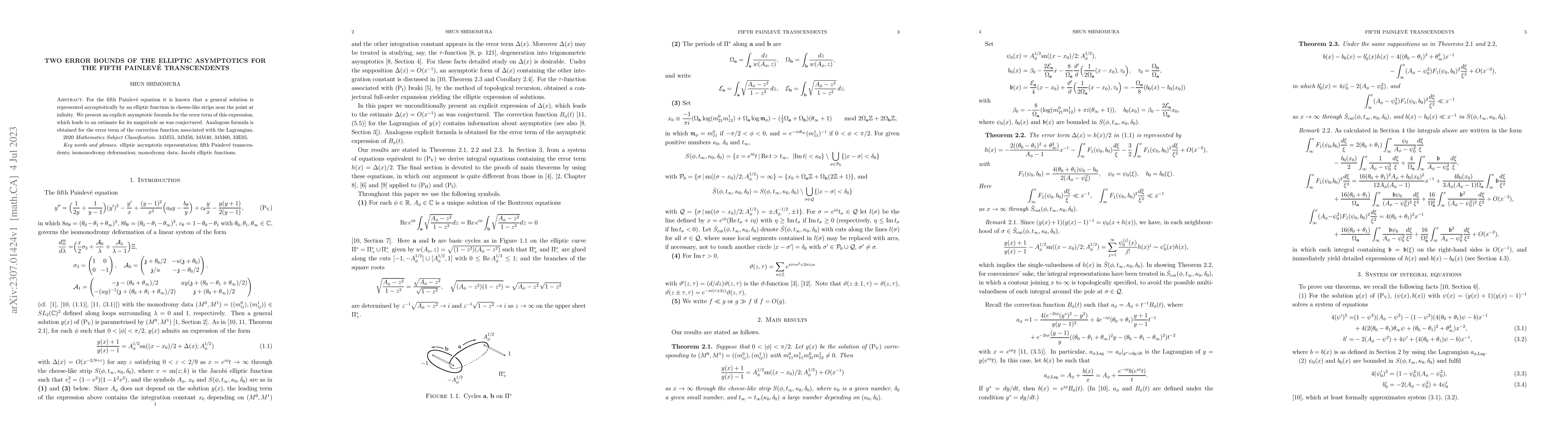 Thumbnail for Two error bounds of the elliptic asymptotics for the fifth Painlev\'e
  transcendents