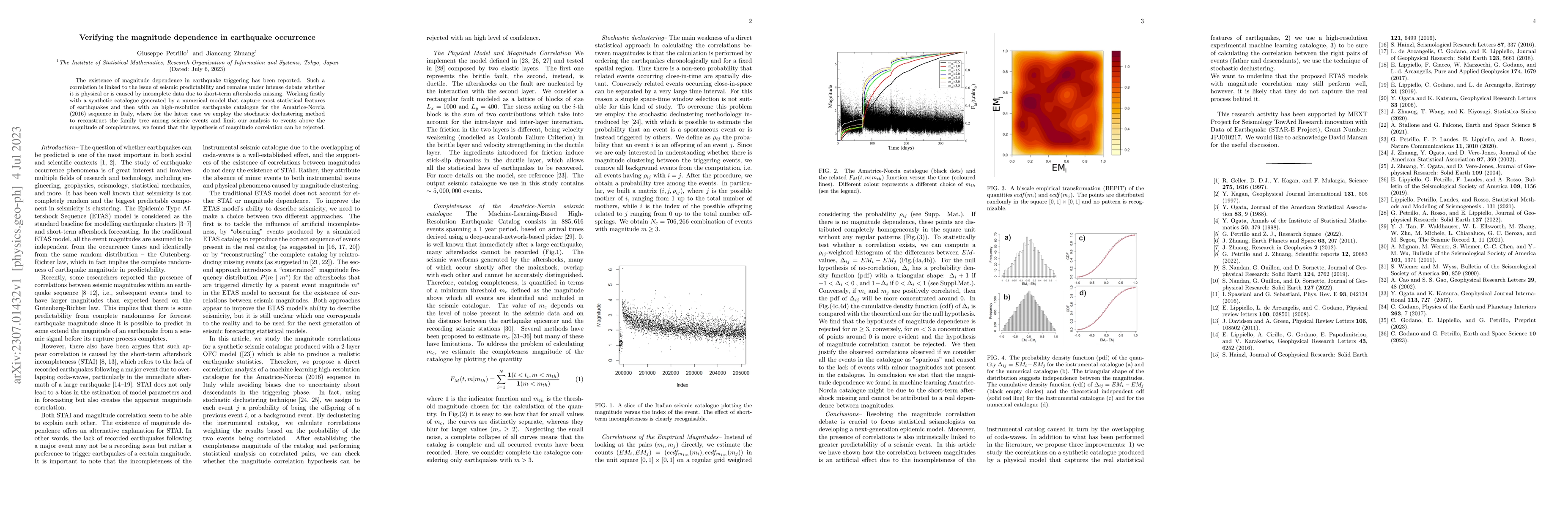 Thumbnail for Verifying the magnitude dependence in earthquake occurrence