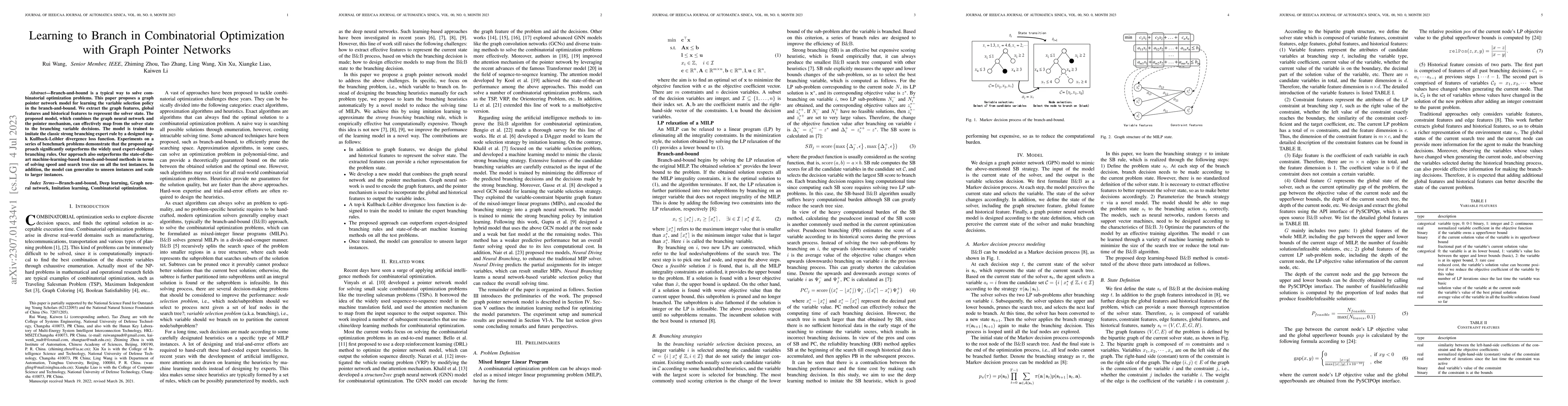 Thumbnail for Learning to Branch in Combinatorial Optimization with Graph Pointer
  Networks