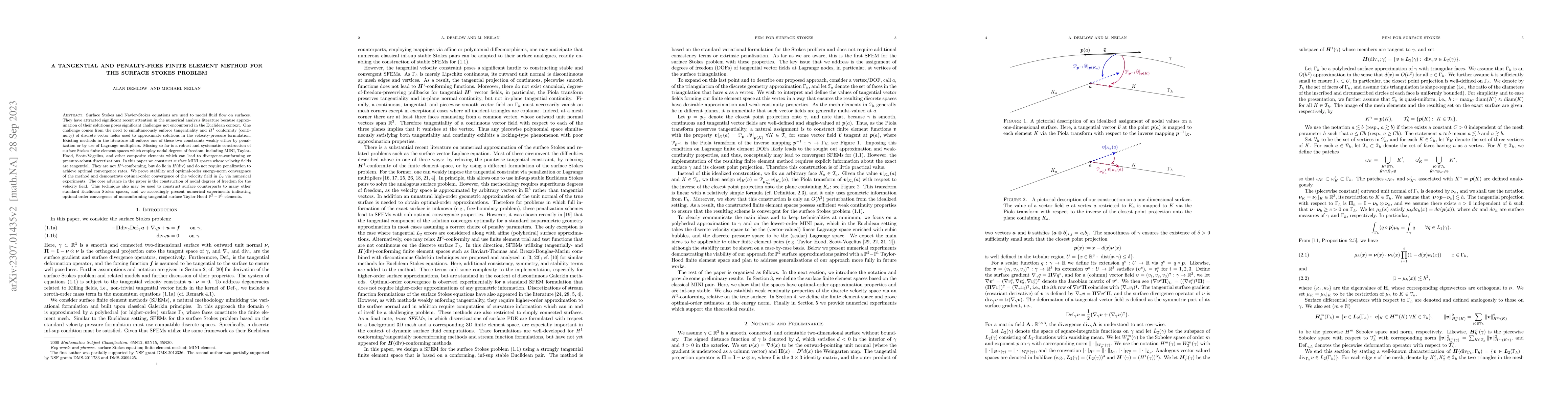 Thumbnail for A tangential and penalty-free finite element method for the surface
  Stokes problem
