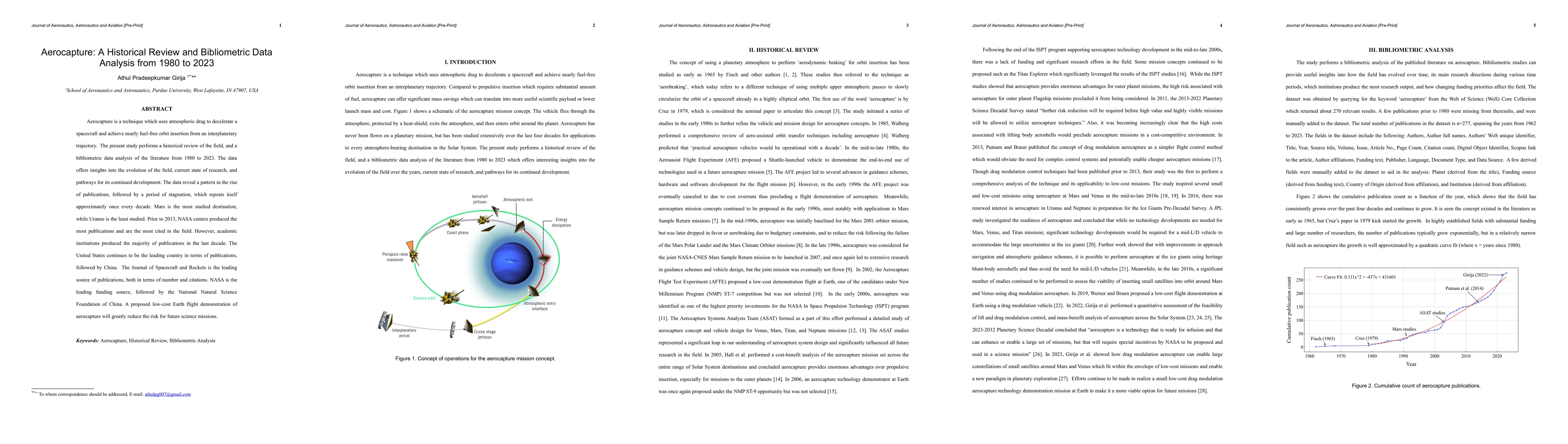Thumbnail for Aerocapture: A Historical Review and Bibliometric Data Analysis from
  1980 to 2023