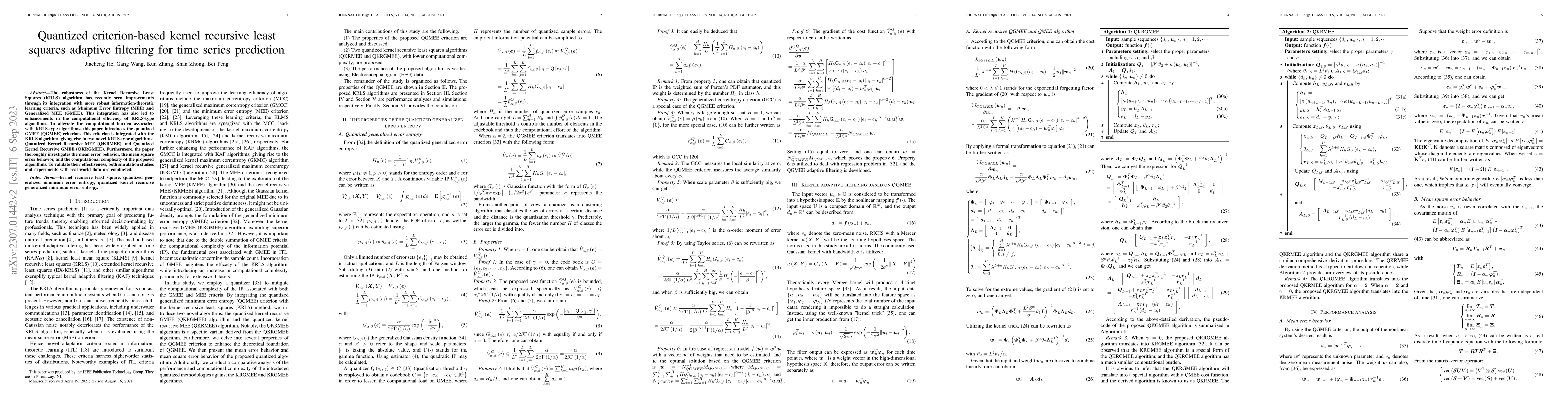 Thumbnail for Quantized criterion-based kernel recursive least squares adaptive
  filtering for time series prediction