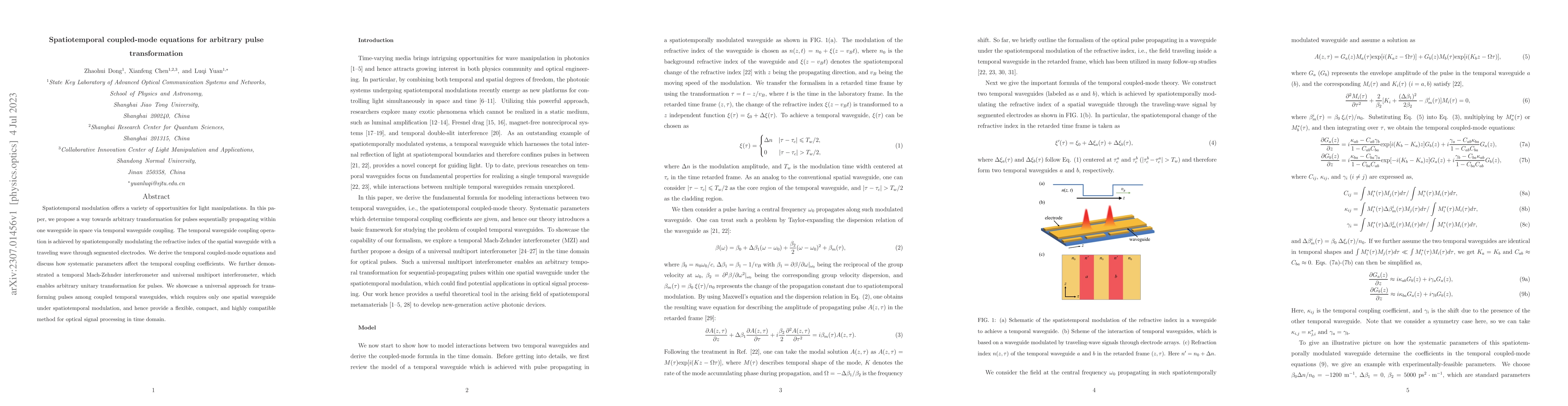 Thumbnail for Spatiotemporal coupled-mode equations for arbitrary pulse transformation