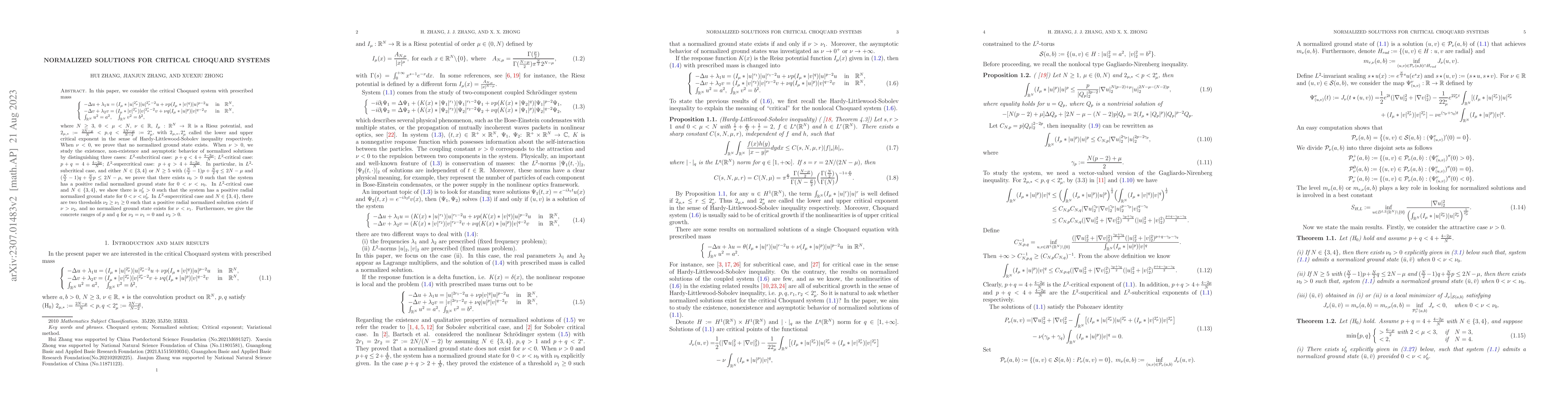 Thumbnail for Normalized solutions for critical Choquard systems