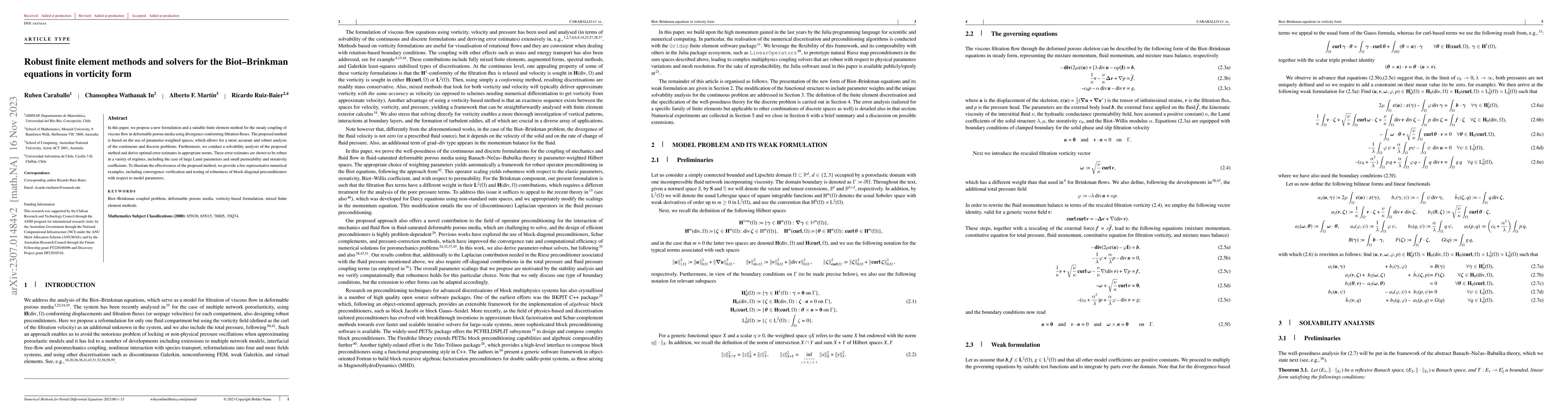 Thumbnail for Robust finite element methods and solvers for the Biot--Brinkman
  equations in vorticity form