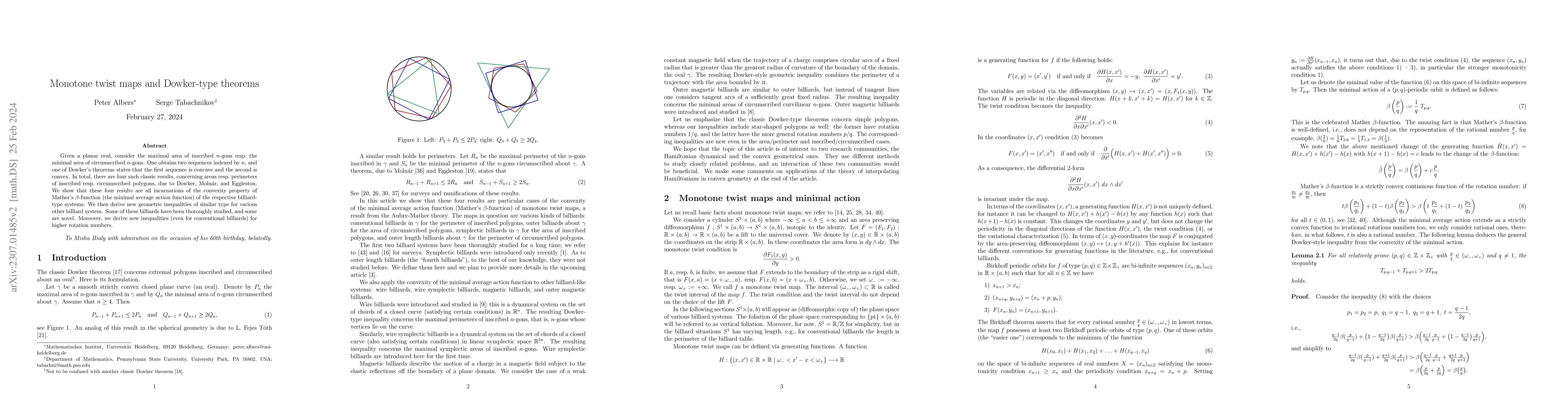 Thumbnail for Monotone twist maps and Dowker-type theorems