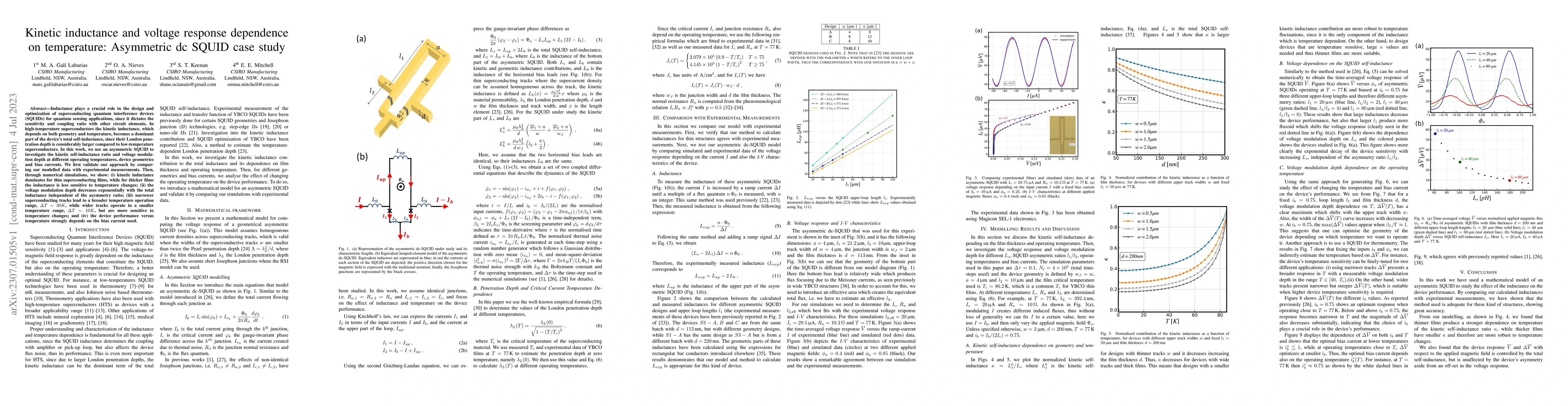 Thumbnail for Kinetic inductance and voltage response dependence on temperature:
  Asymmetric dc SQUID case study