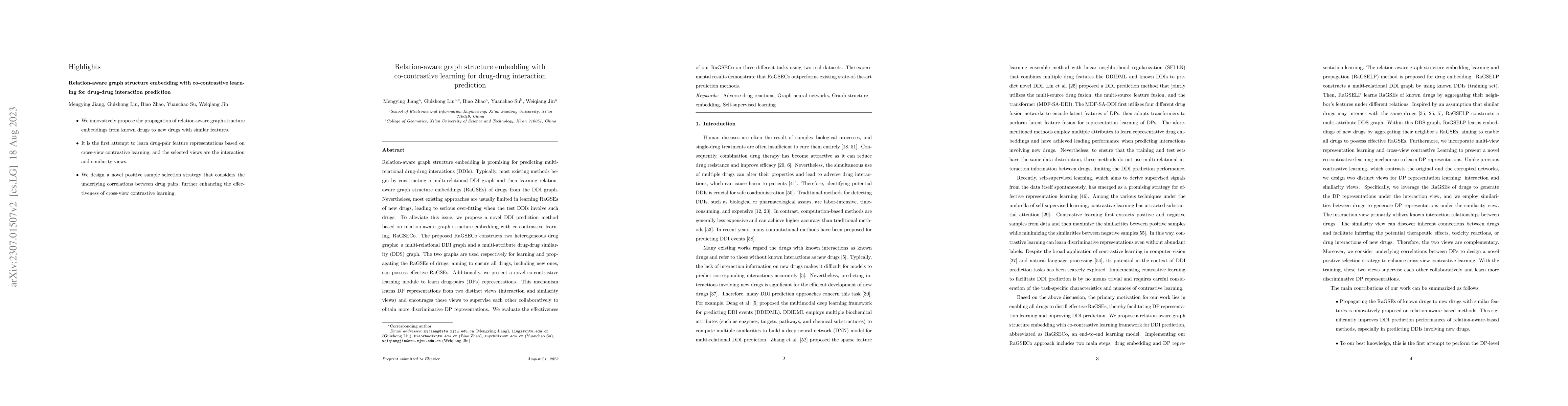 Thumbnail for Relation-aware graph structure embedding with co-contrastive learning
  for drug-drug interaction prediction