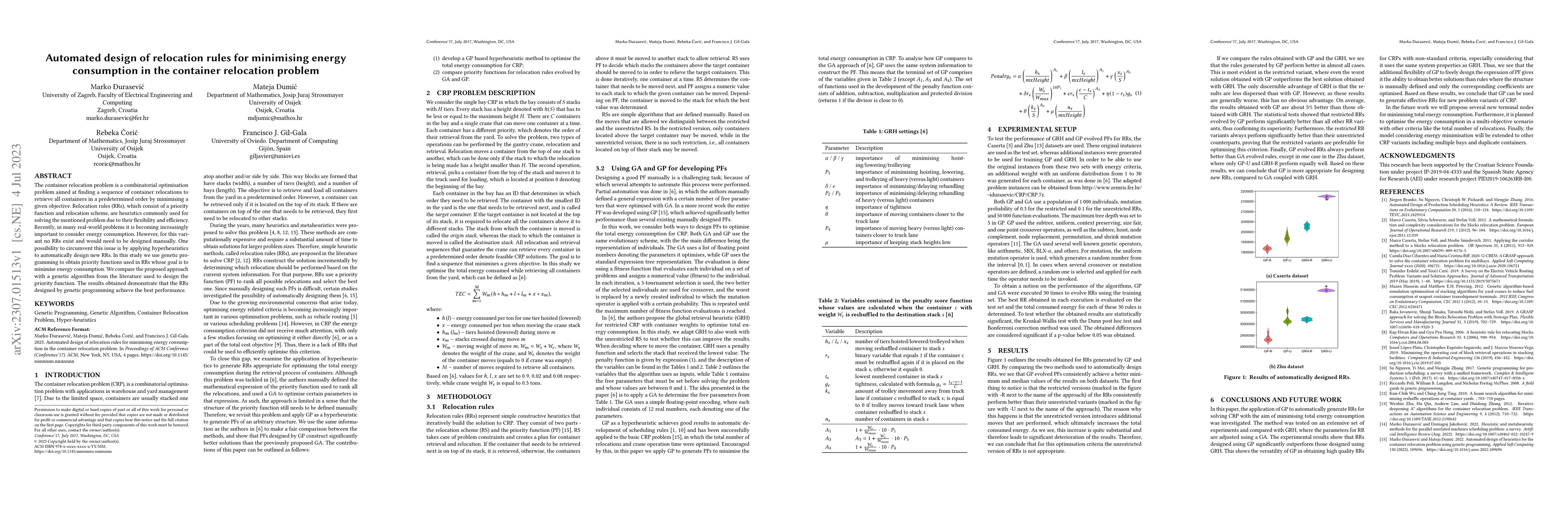 Thumbnail for Automated design of relocation rules for minimising energy consumption
  in the container relocation problem