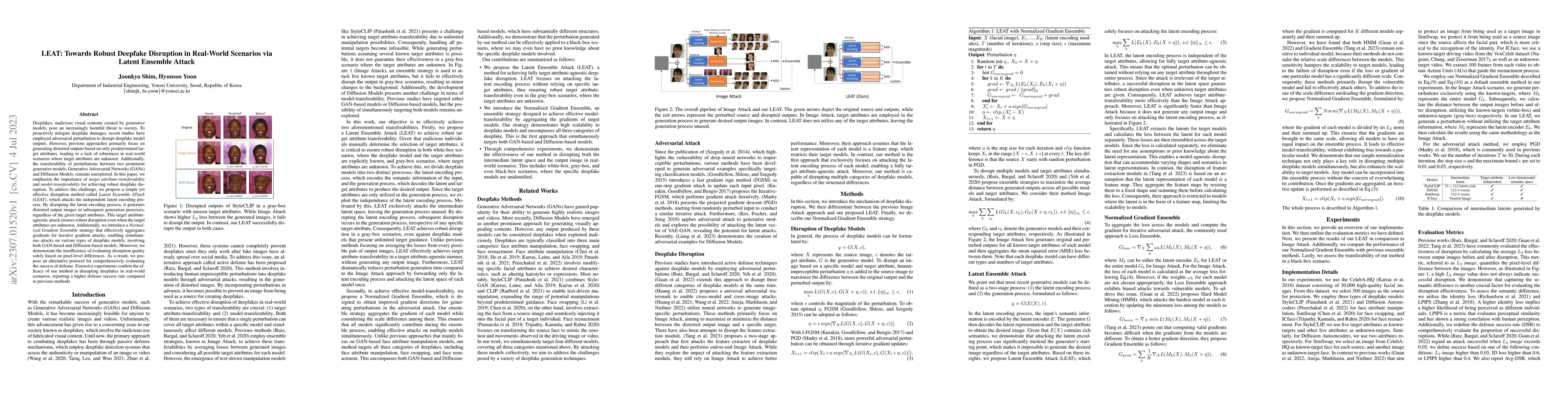 Thumbnail for LEAT: Towards Robust Deepfake Disruption in Real-World Scenarios via
  Latent Ensemble Attack