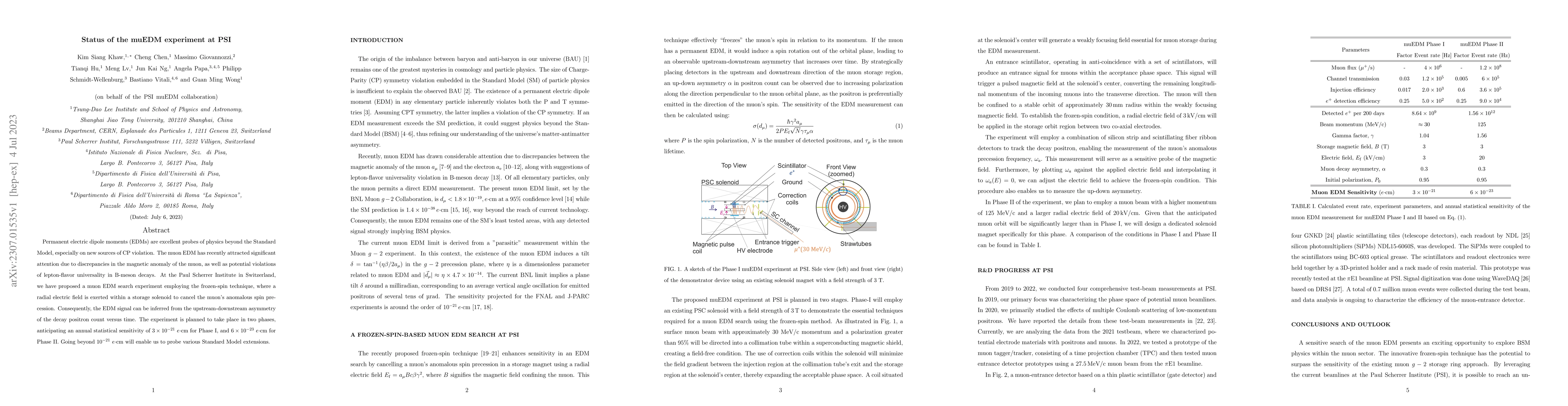 Thumbnail for Status of the muEDM experiment at PSI