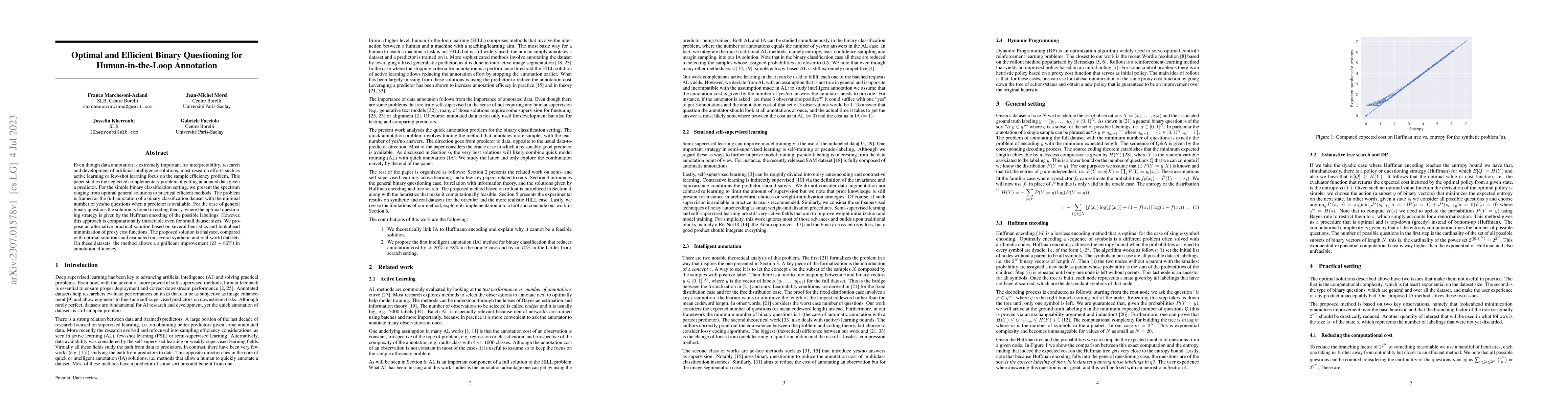 Thumbnail for Optimal and Efficient Binary Questioning for Human-in-the-Loop
  Annotation