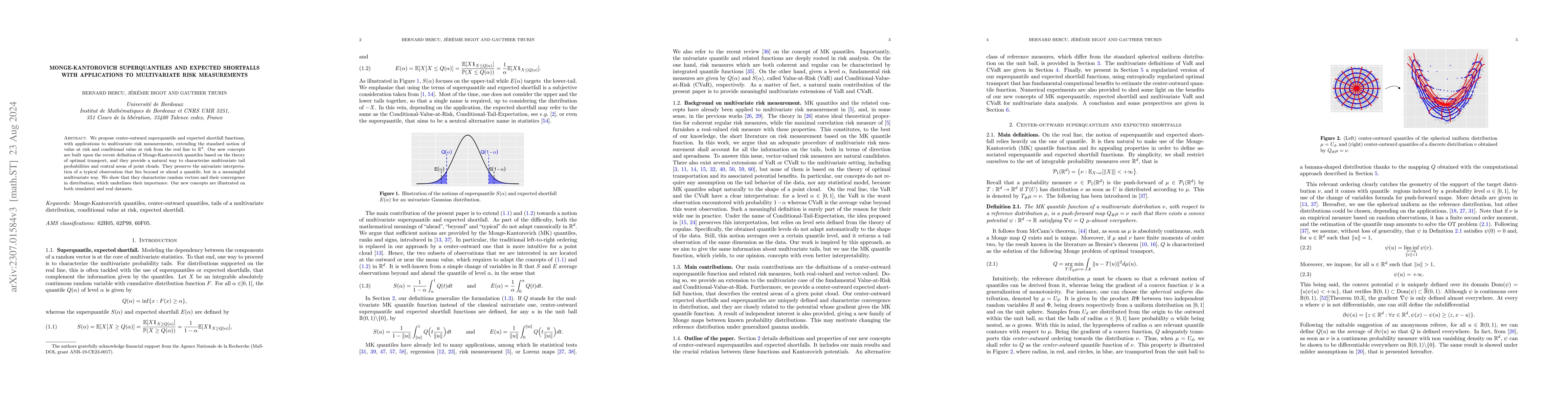 Thumbnail for Monge-Kantorovich superquantiles and expected shortfalls with
  applications to multivariate risk measurements