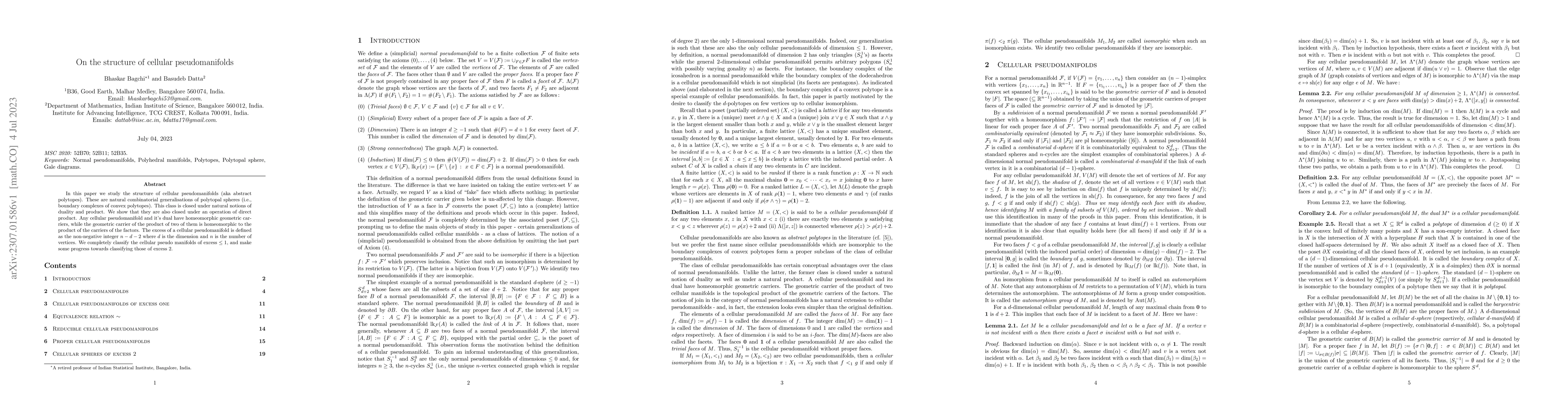 Thumbnail for On the structure of cellular pseudomanifolds