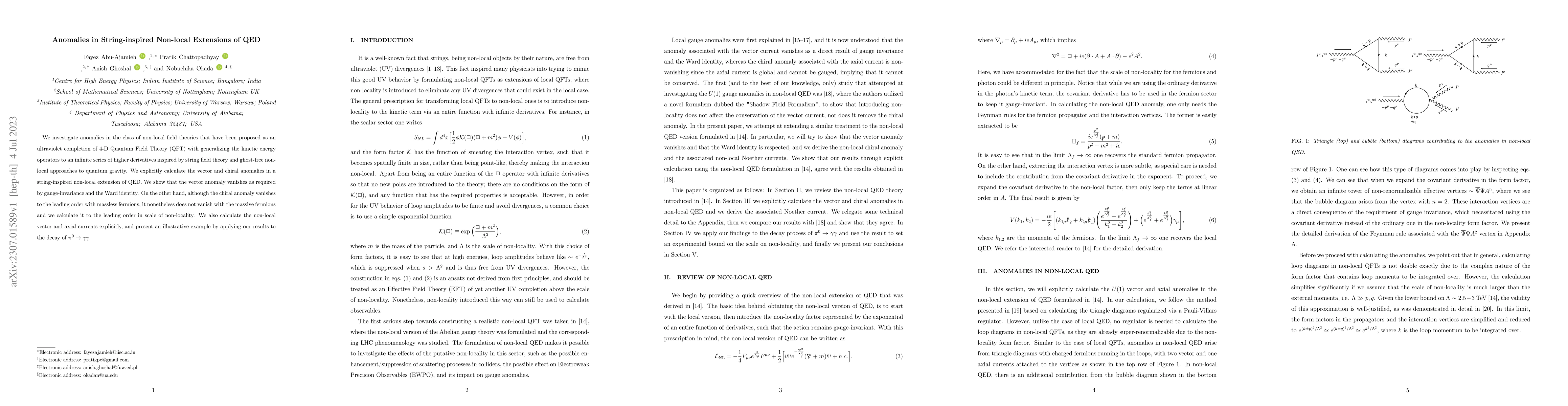 Thumbnail for Anomalies in String-inspired Non-local Extensions of QED