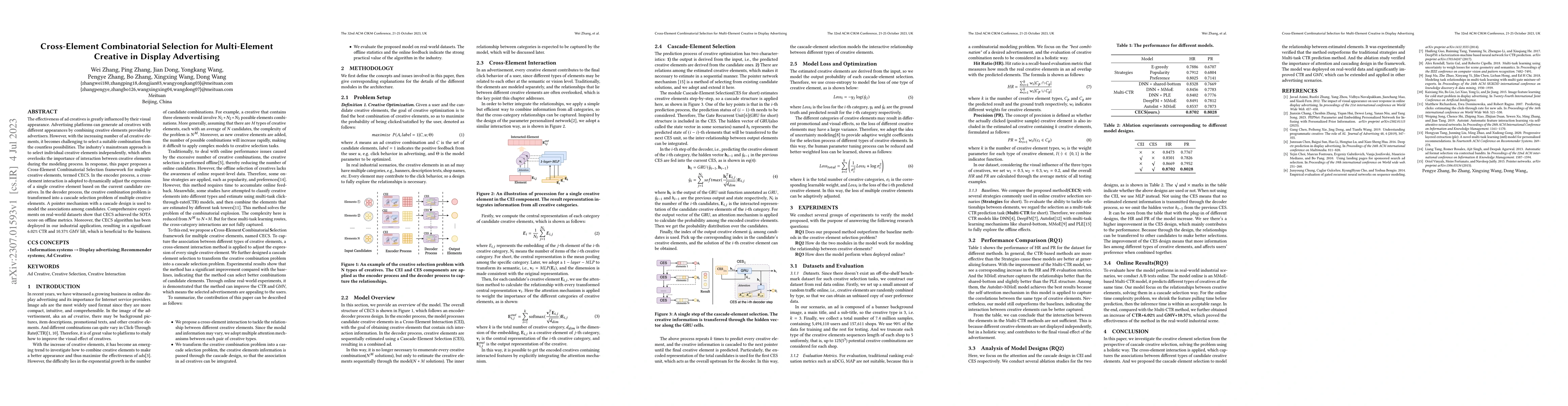 Thumbnail for Cross-Element Combinatorial Selection for Multi-Element Creative in
  Display Advertising