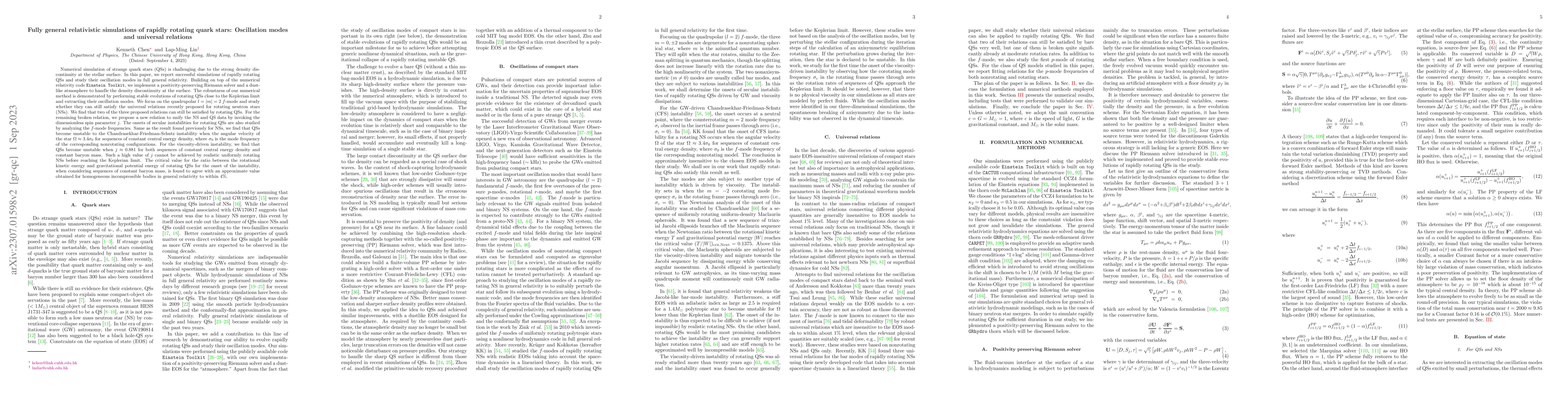 Thumbnail for Fully general relativistic simulations of rapidly rotating quark stars:
  Oscillation modes and universal relations
