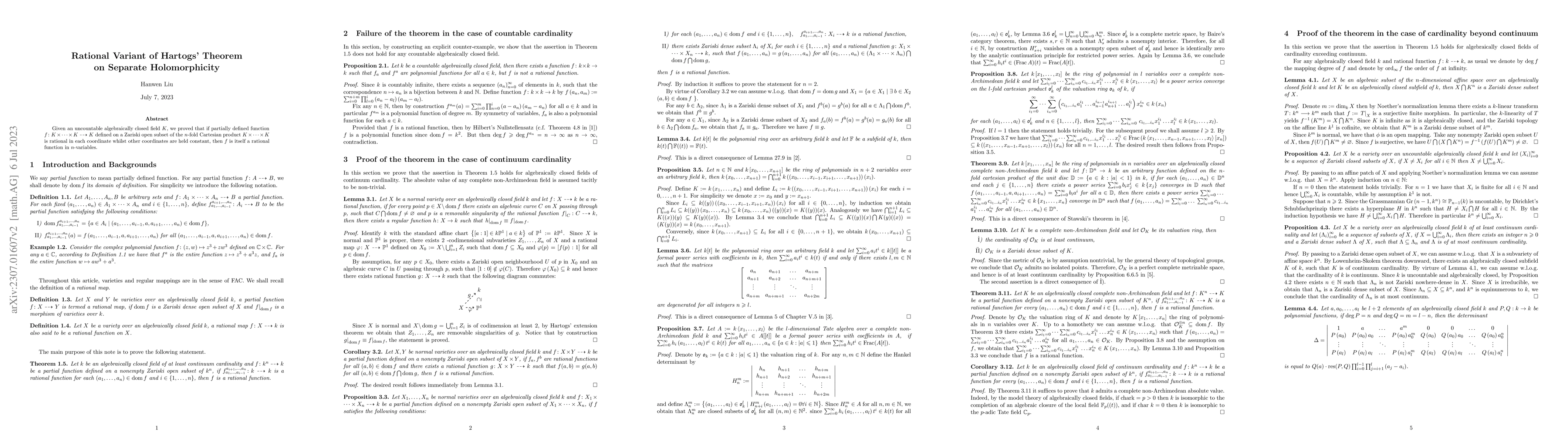 Thumbnail for Rational Variant of Hartogs' Theorem on Separate Holomorphicity