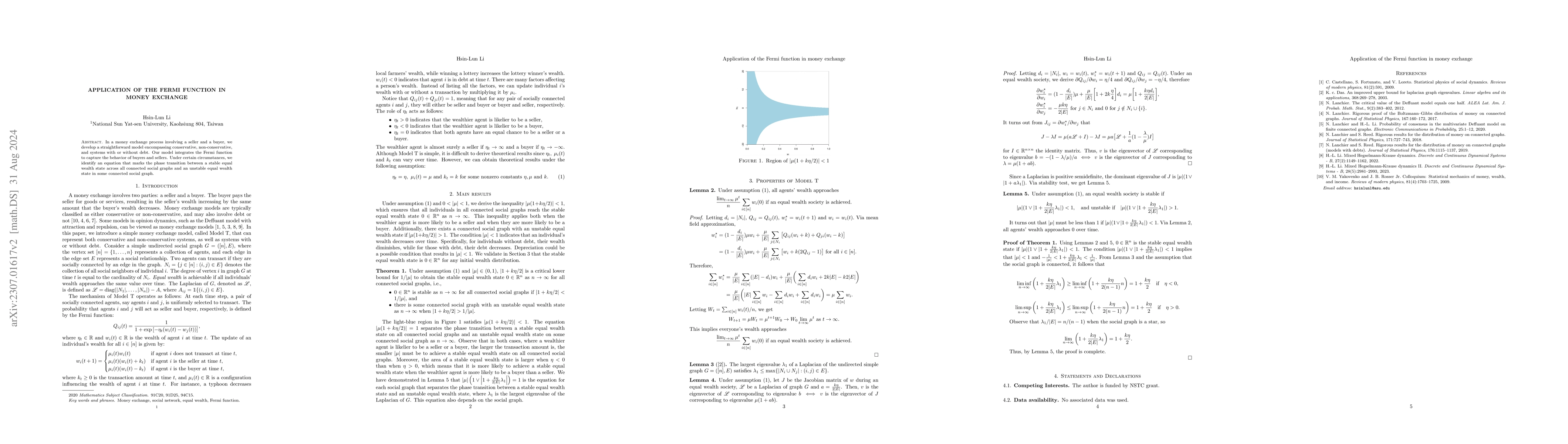 Thumbnail for Application of the Fermi function in money exchange