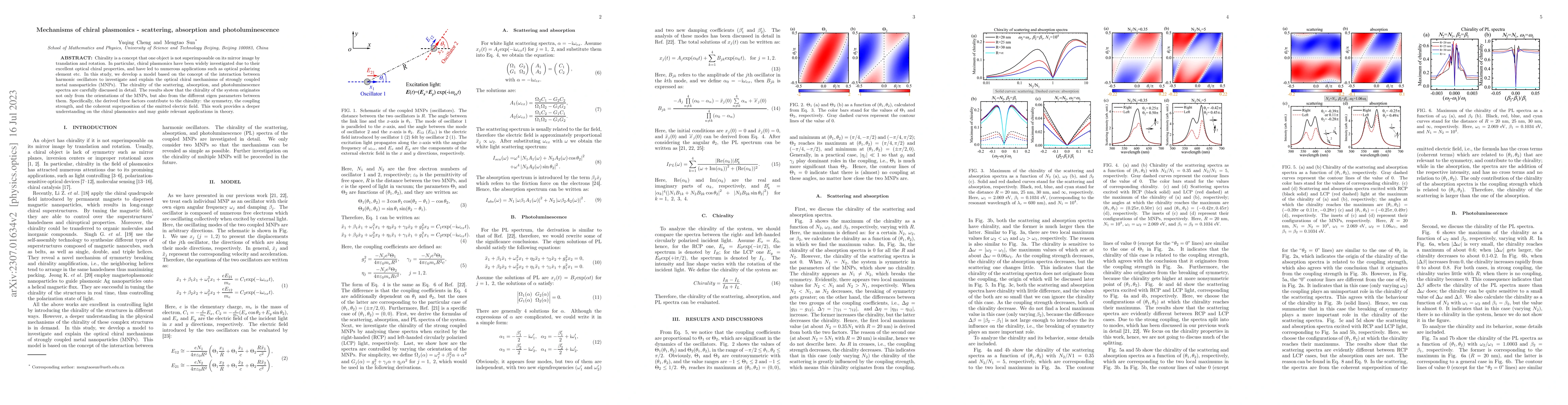 Thumbnail for Mechanisms of chiral plasmonics -- scattering, absorption and
  photoluminescence