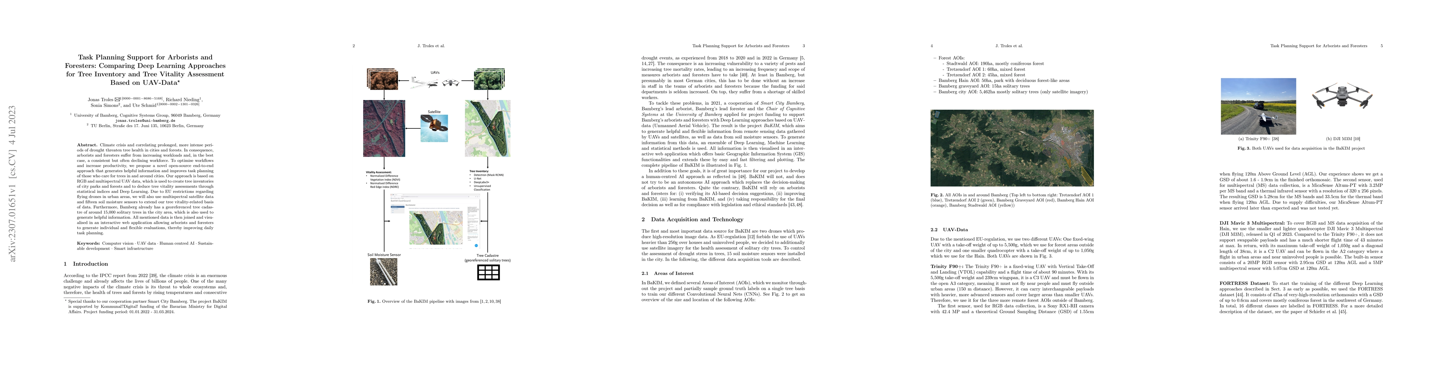 Thumbnail for Task Planning Support for Arborists and Foresters: Comparing Deep
  Learning Approaches for Tree Inventory and Tree Vitality Assessment Based on
  UAV-Data