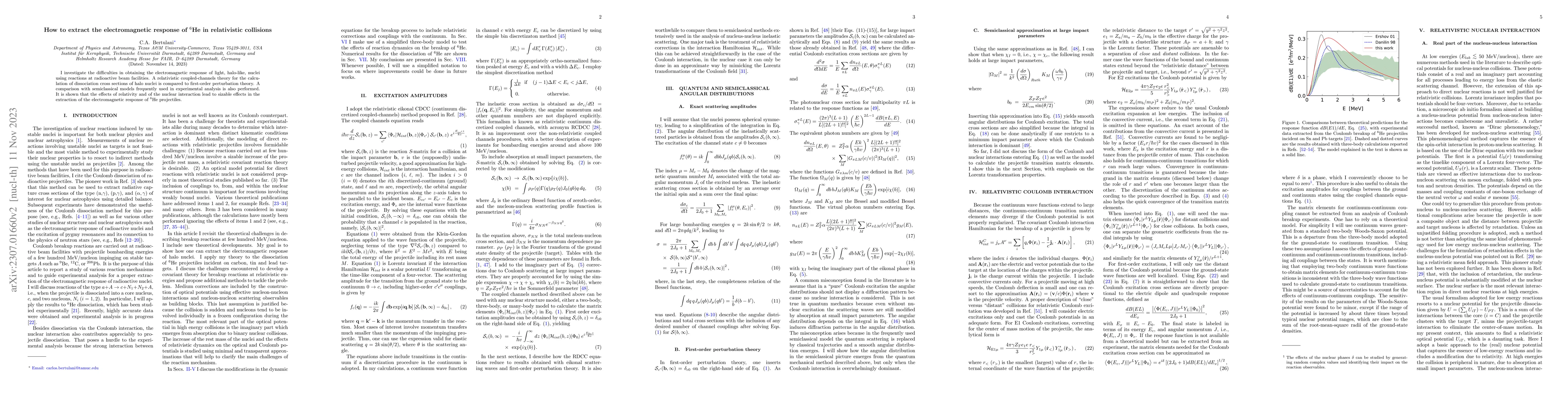 Thumbnail for How to extract the electromagnetic response of $^6$He in relativistic
  collisions