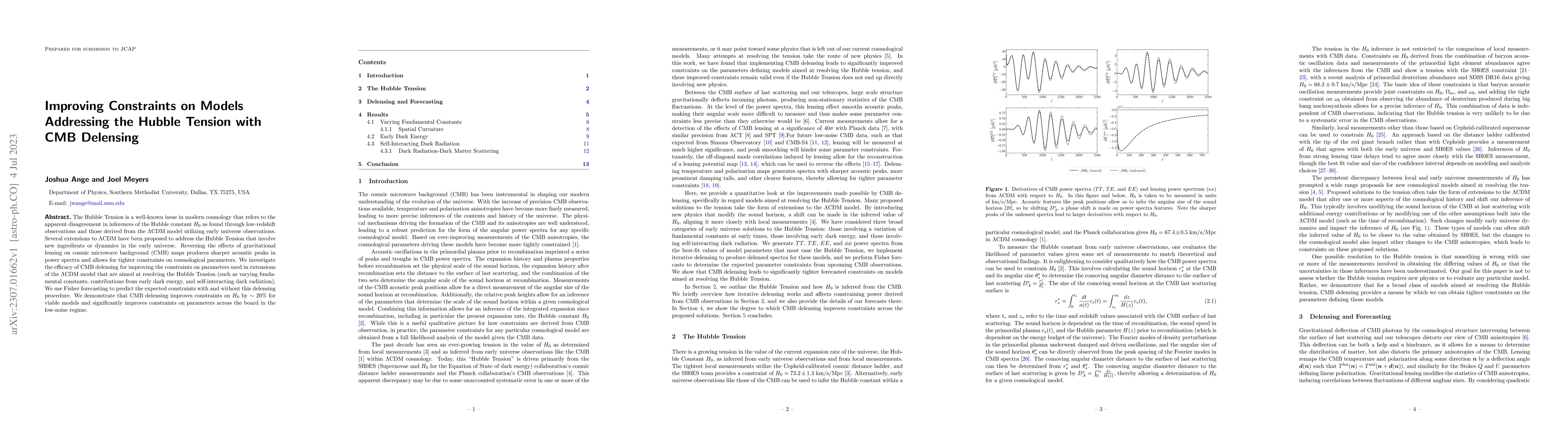 Thumbnail for Improving Constraints on Models Addressing the Hubble Tension with CMB
  Delensing