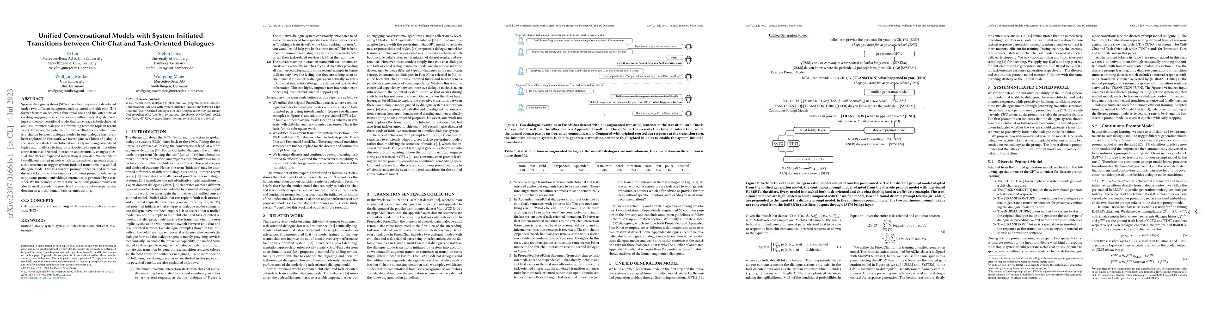 Thumbnail for Unified Conversational Models with System-Initiated Transitions between
  Chit-Chat and Task-Oriented Dialogues