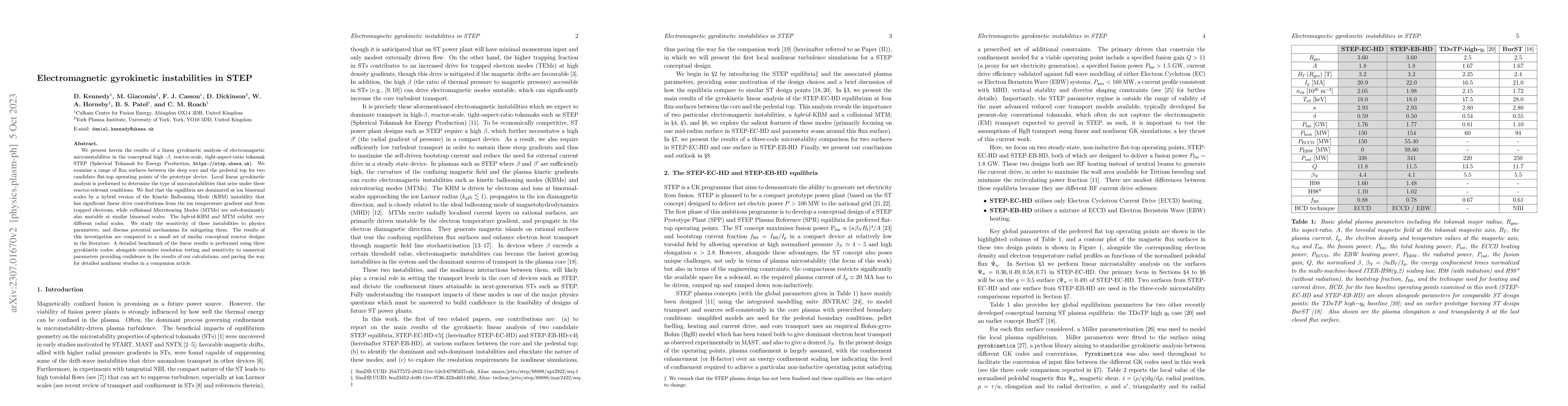 Thumbnail for Electromagnetic gyrokinetic instabilities in STEP