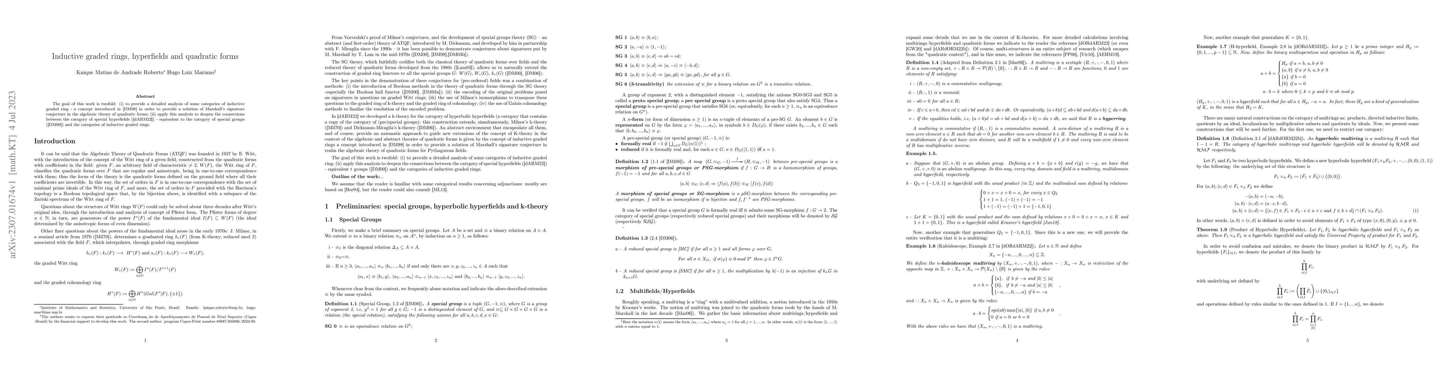 Thumbnail for Inductive graded rings, hyperfields and quadratic forms
