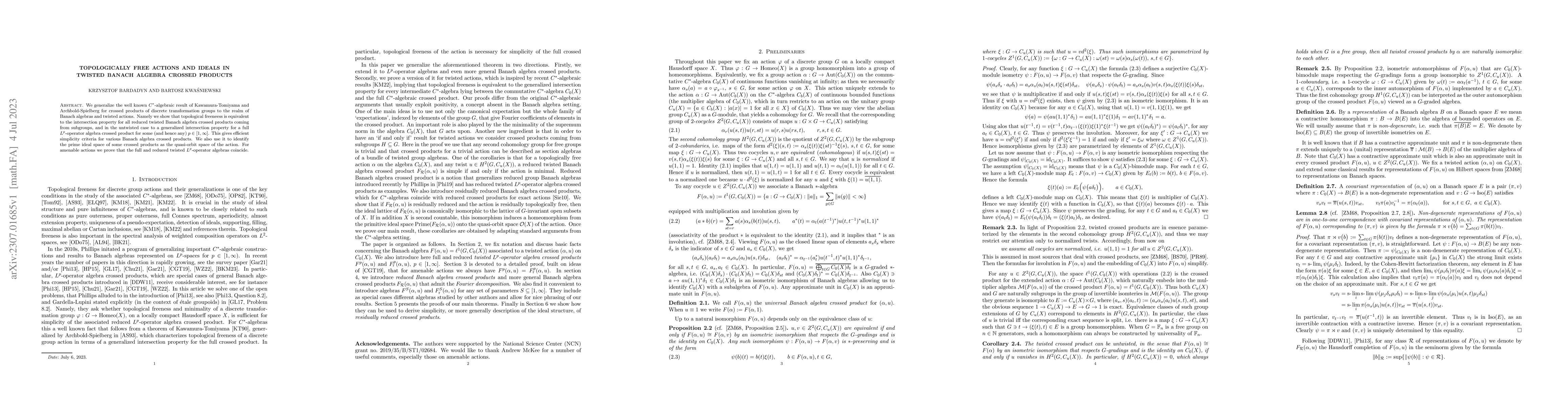 Thumbnail for Topologically free actions and ideals in twisted Banach algebra crossed
  products