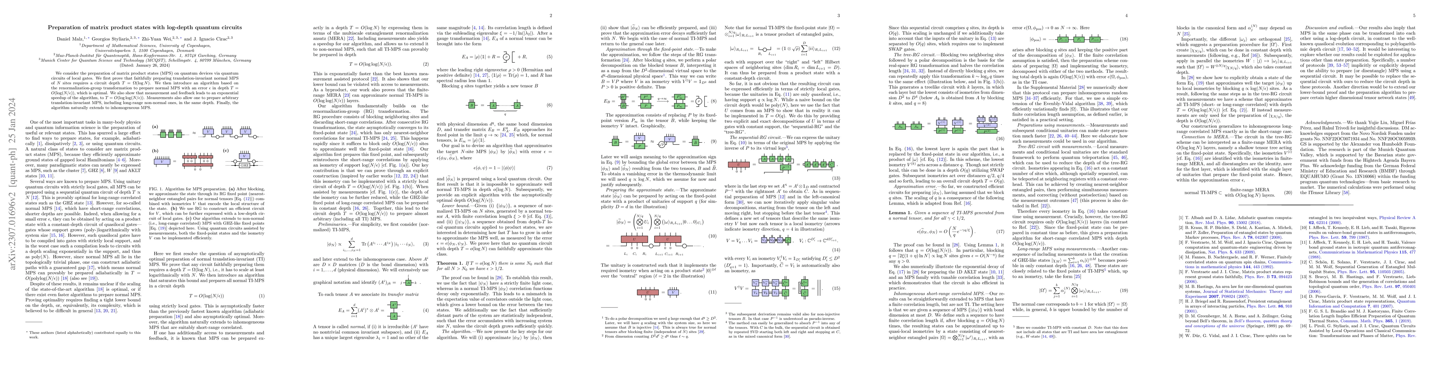 Thumbnail for Preparation of matrix product states with log-depth quantum circuits
