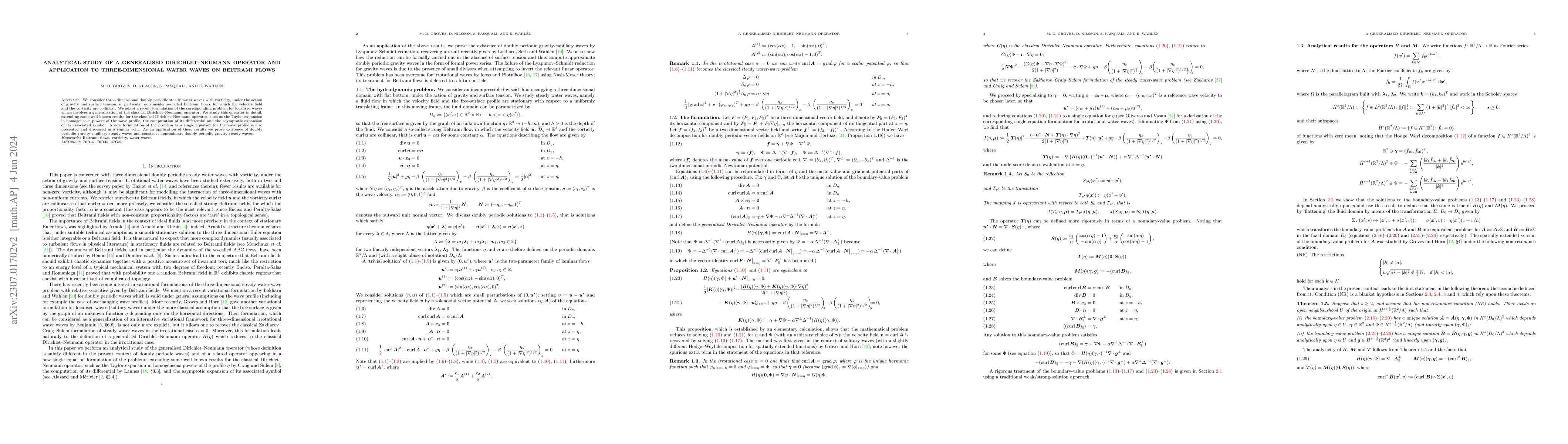 Thumbnail for Analytical Study of a generalised Dirichlet-Neumann operator and
  application to three-dimensional water waves on Beltrami flows
