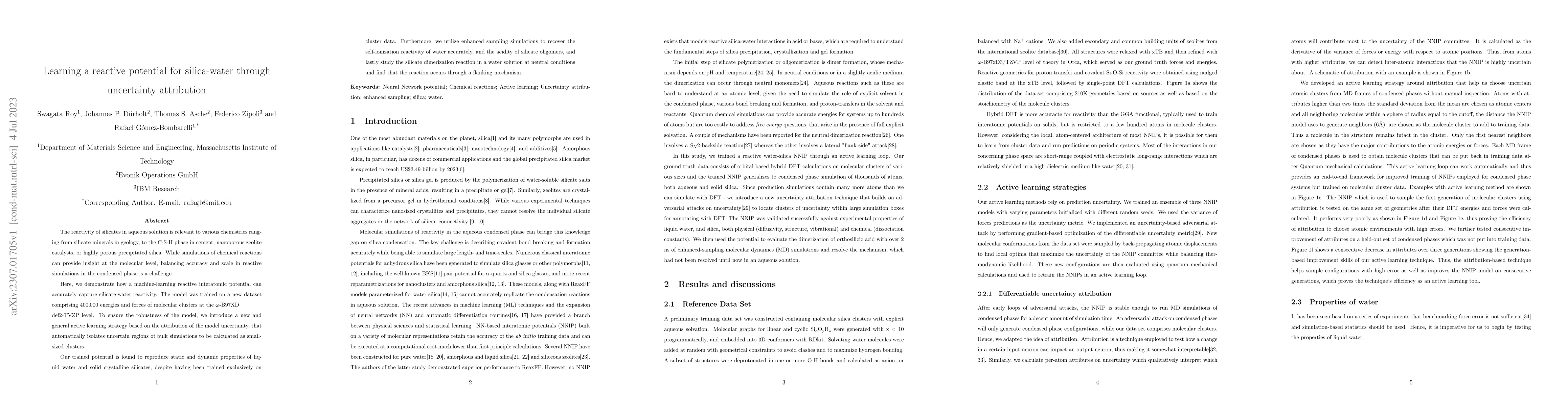 Thumbnail for Learning a reactive potential for silica-water through uncertainty
  attribution